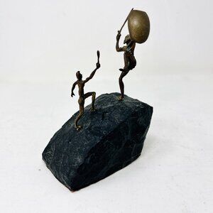 Vintage Yaacov Heller "David Slaying Goliath" Bronze & Polyresin Sculpture